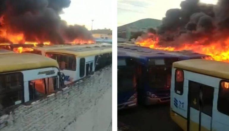 Incêndio atingiu veículos na tarde desta segunda-feira e as causas ainda são desconhecidas. 