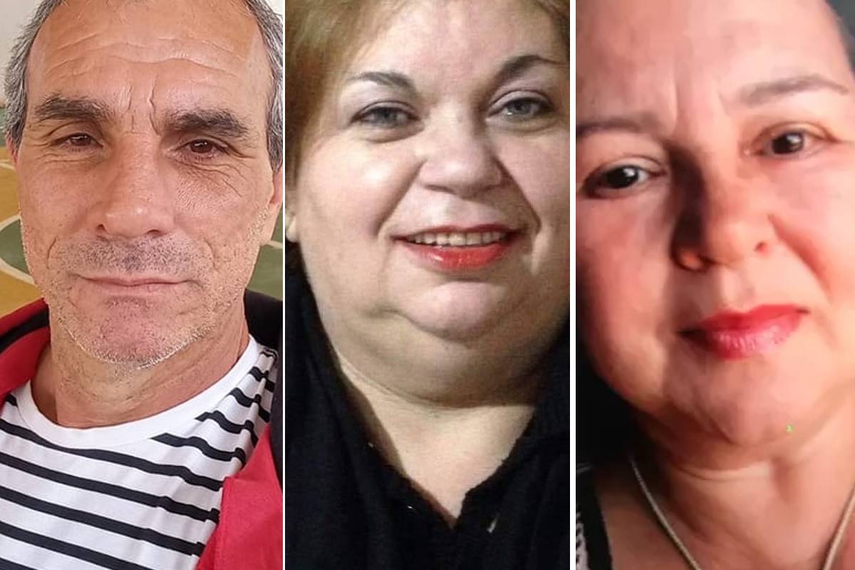 Ederson Camiloti, Joana Darc Franco Bertoni e Maria Aparecida da Cunha (direita) estão entre os sete mortos do acidente.