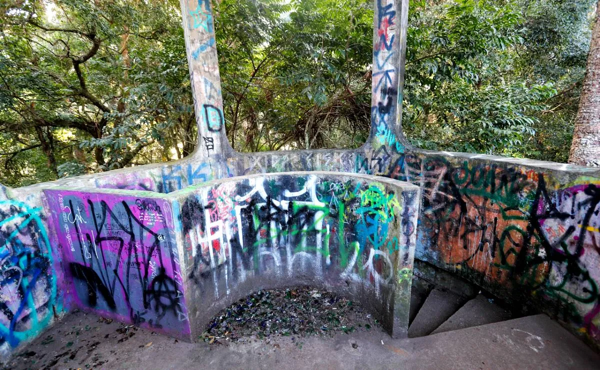 Imagem mostra detalhes de um mirante secreto no Parque Barigui, em Curitiba