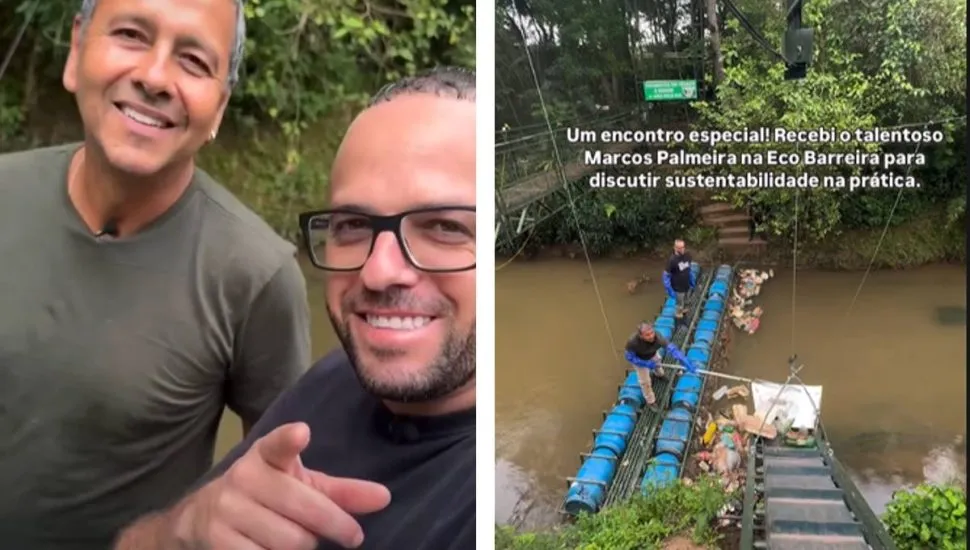 Imagem mostra o ator Marcos Palmeira trabalhando com a Ecobarreira na Grande Curitiba.