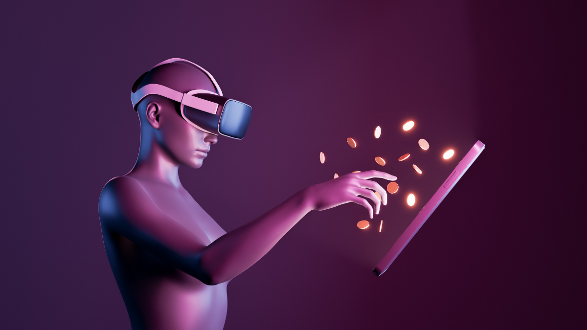 Resumo metaverse virtual reality concept colorido do futuro metaverso de  tecnologia digital conectado